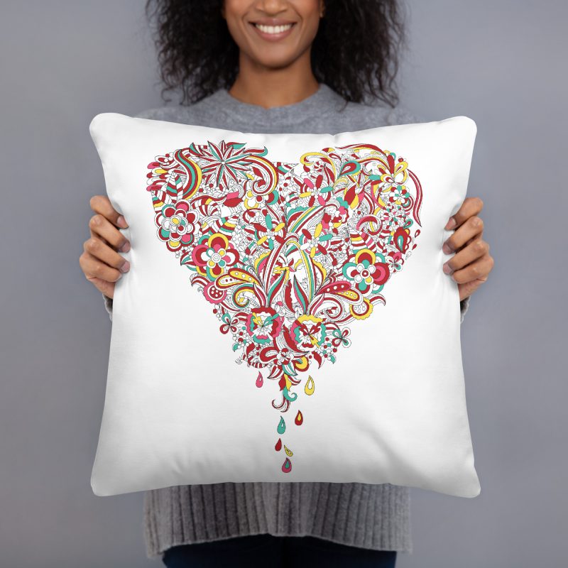 Floral Heart Design Pillow
