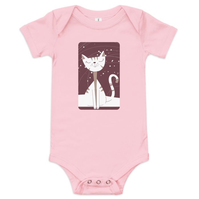 Fancy Cat Design on Baby short sleeve one piece - Image 2