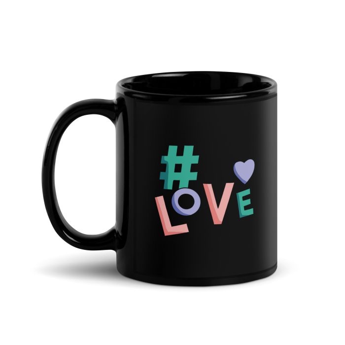 # Love Black Glossy Mug - Image 2