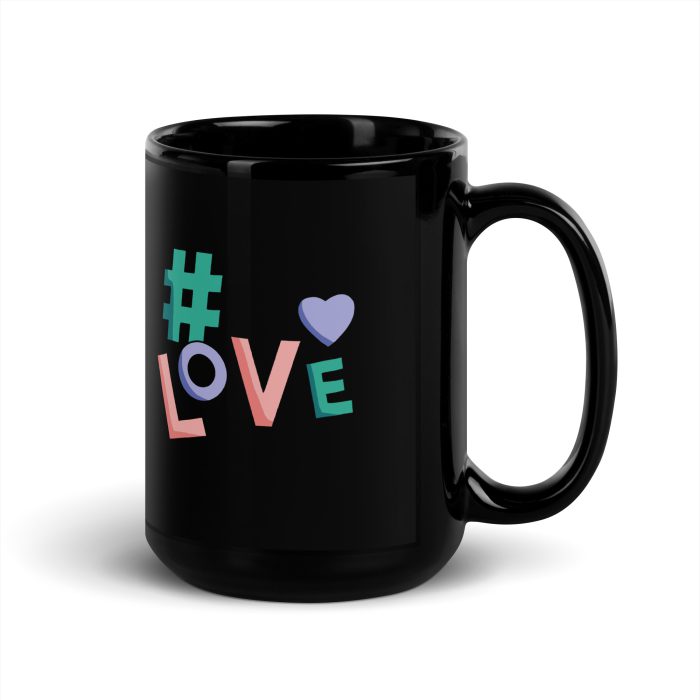 # Love Black Glossy Mug - Image 5