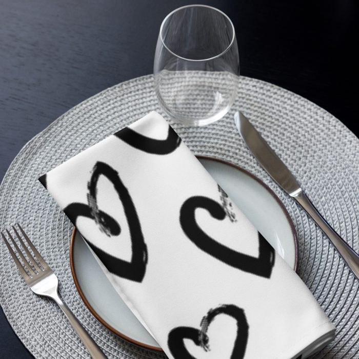 Black & White Hearts Cloth napkin set - Image 7