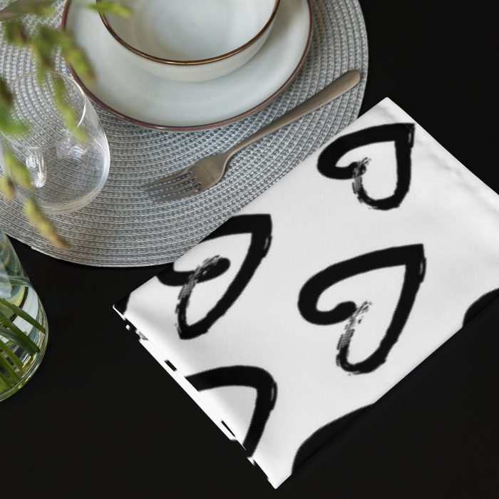 Black & White Hearts Cloth napkin set - Image 10