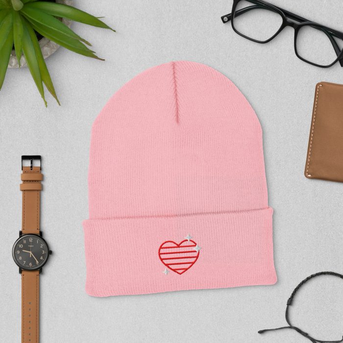 Heart and Stars Design Cuffed Beanie - Image 11
