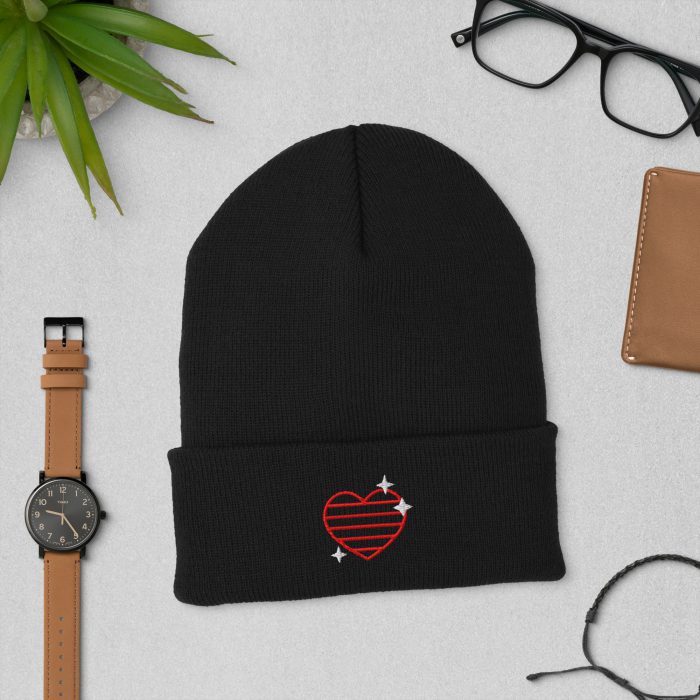Heart and Stars Design Cuffed Beanie - Image 2