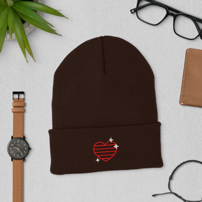 Heart and Stars Design Cuffed Beanie - Image 3