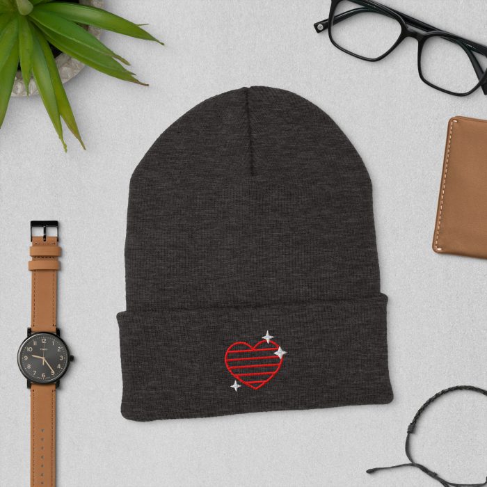Heart and Stars Design Cuffed Beanie - Image 4