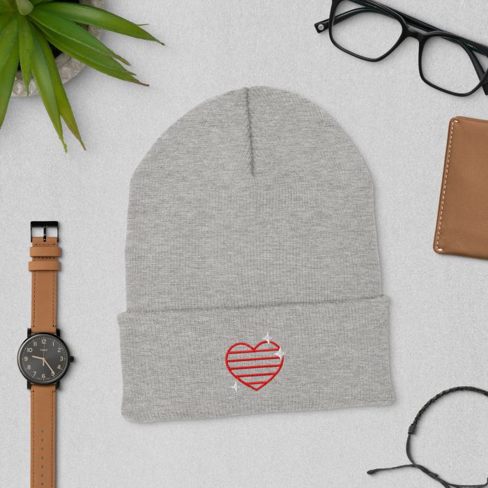 Heart and Stars Design Cuffed Beanie - Image 9