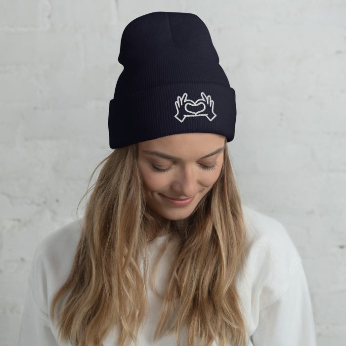 Love Sign Embroidery on a Cuffed Beanie - Image 3
