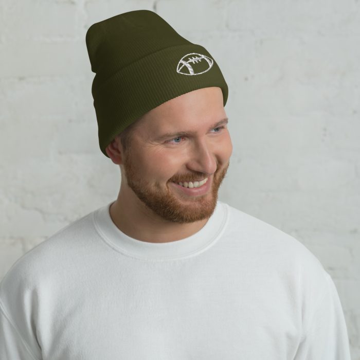 Football Embroidery on Cuffed Beanie - Image 7