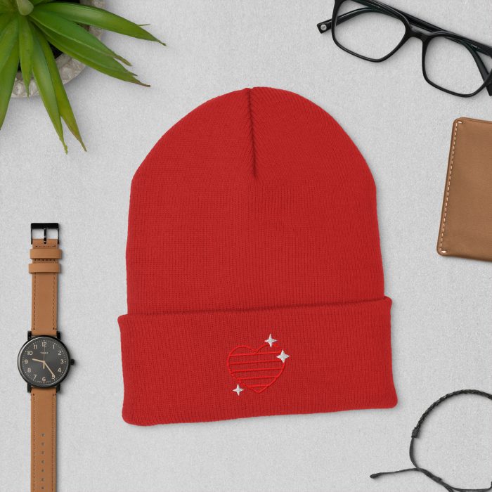 Heart and Stars Design Cuffed Beanie - Image 6