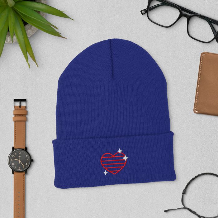 Heart and Stars Design Cuffed Beanie - Image 5