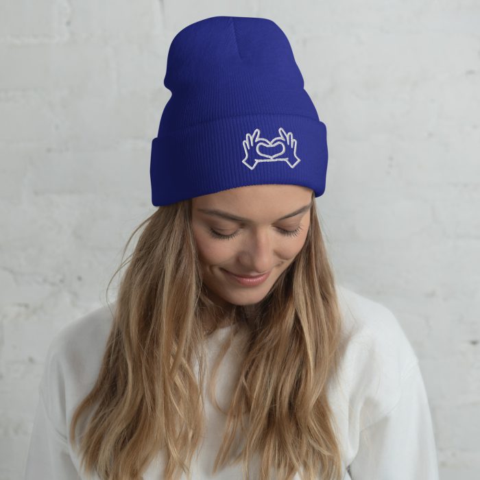 Love Sign Embroidery on a Cuffed Beanie - Image 5
