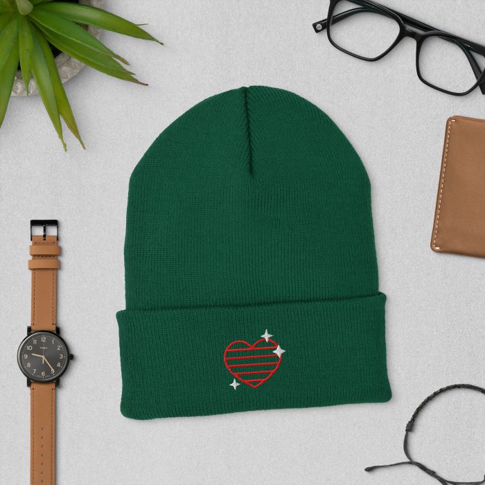 Heart and Stars Design Cuffed Beanie - Image 8