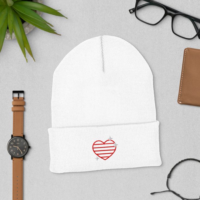 Heart and Stars Design Cuffed Beanie - Image 12