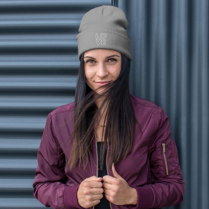 Love Design Embroidered on a Beanie - Image 5