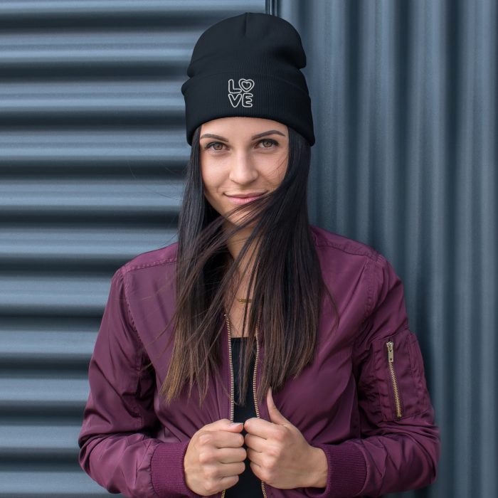 Love Design Embroidered on a Beanie - Image 2
