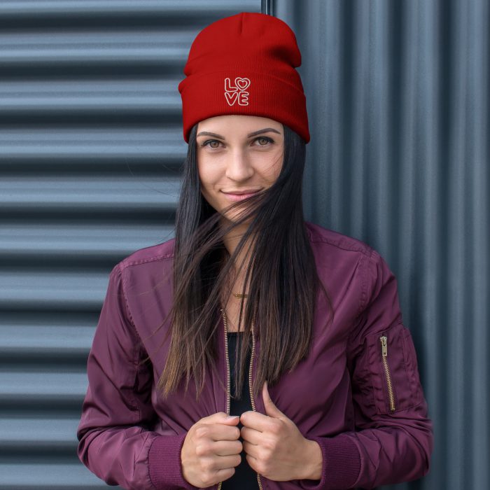 Love Design Embroidered on a Beanie - Image 3