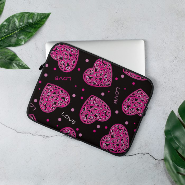 Pink Hearts Laptop Sleeve - Image 2