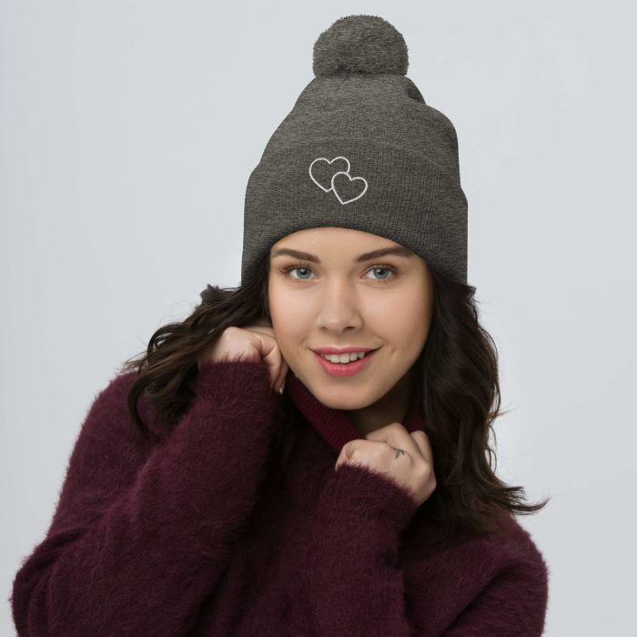 Two Hearts Design Pom-Pom Beanie - Image 8