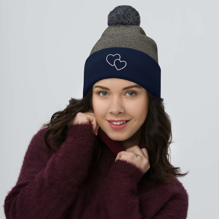 Two Hearts Design Pom-Pom Beanie - Image 6