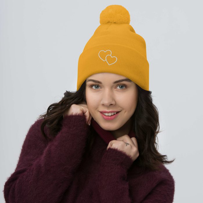 Two Hearts Design Pom-Pom Beanie - Image 11