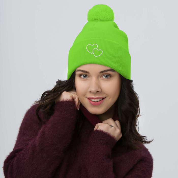 Two Hearts Design Pom-Pom Beanie - Image 12