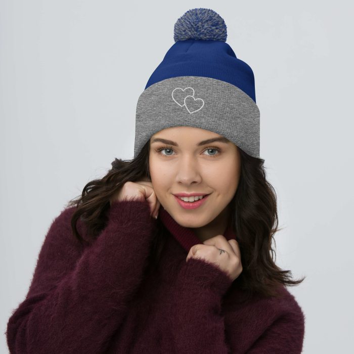 Two Hearts Design Pom-Pom Beanie - Image 4