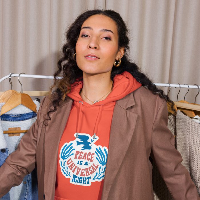 Peace is a Right Unisex eco raglan hoodie - Image 3