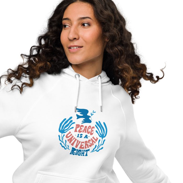 Peace is a Right Unisex eco raglan hoodie - Image 6