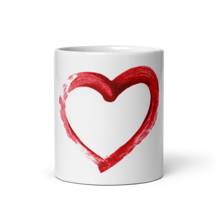 Red Heart Design White glossy mug - Image 4