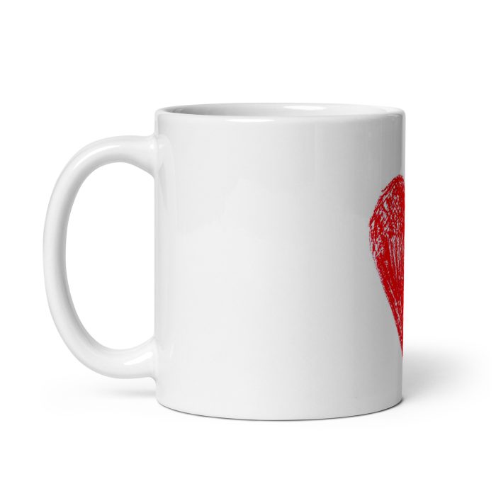 Red Heart White glossy mug - Image 3