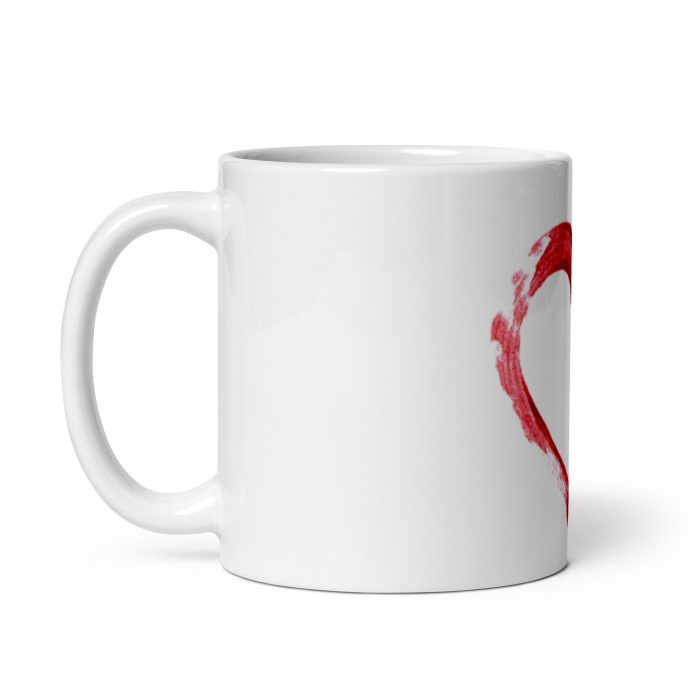 Red Heart Design White glossy mug - Image 3