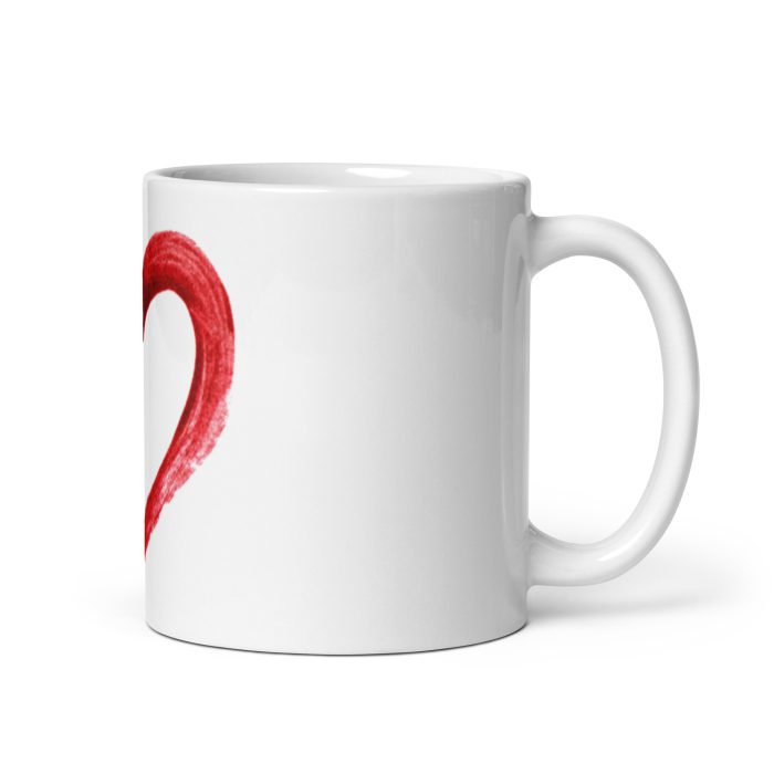 Red Heart Design White glossy mug - Image 2