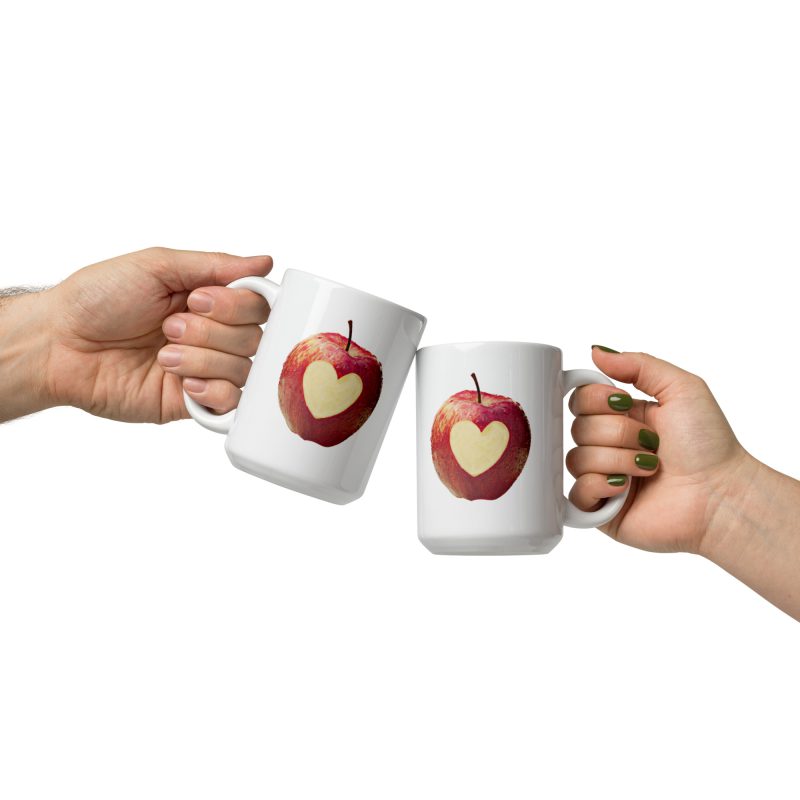 Apple Bite Heart White glossy mug