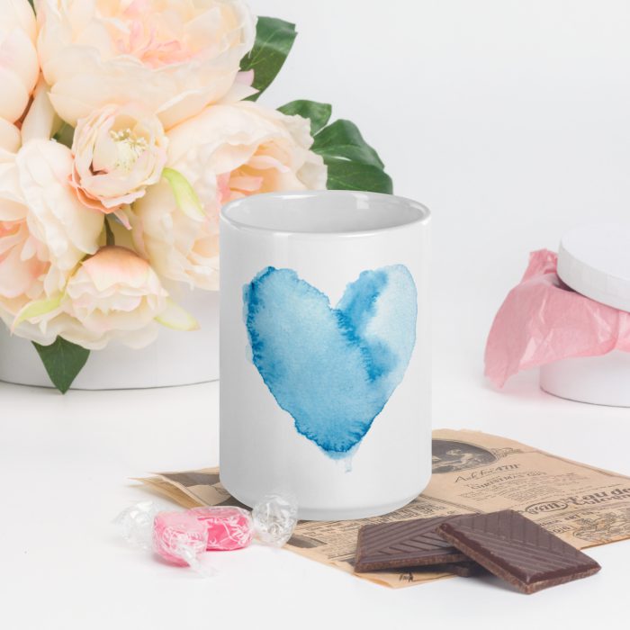 Blue Heart White glossy mug - Image 6