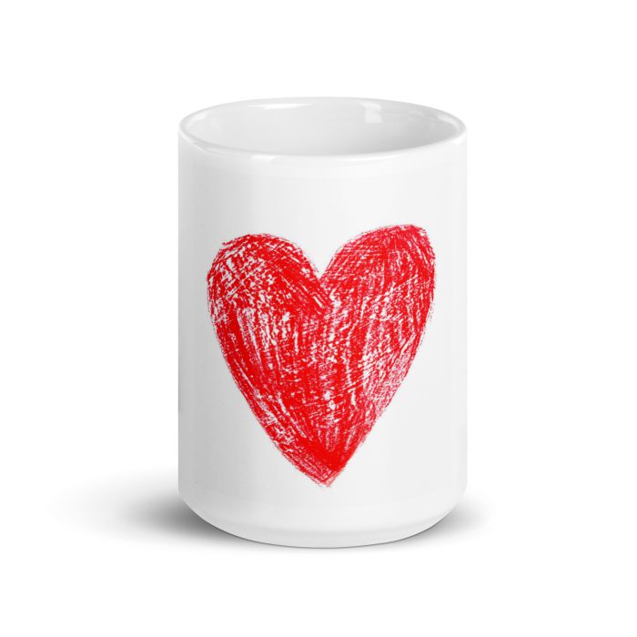 Red Heart White glossy mug - Image 6
