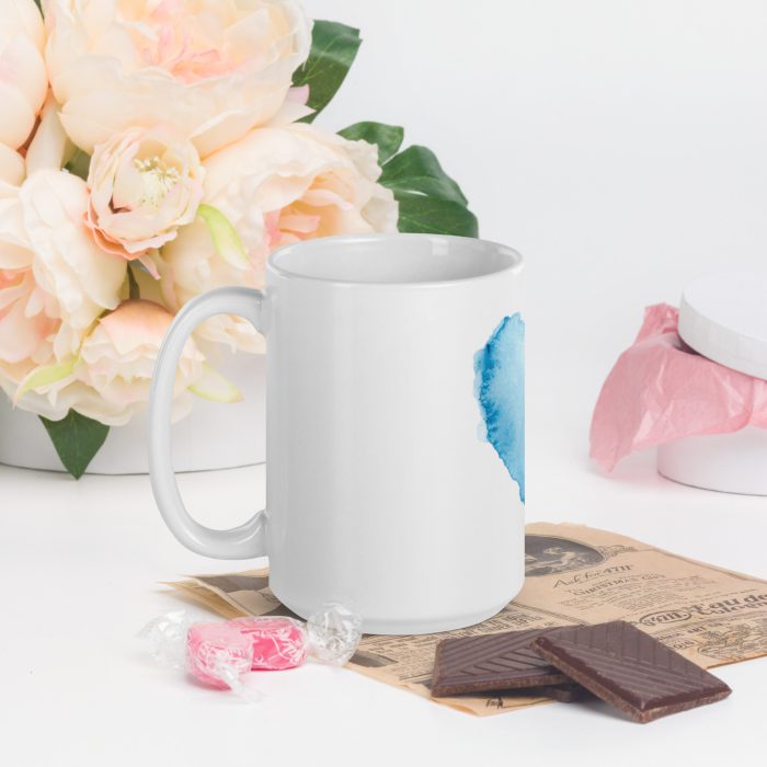 Blue Heart White glossy mug - Image 4