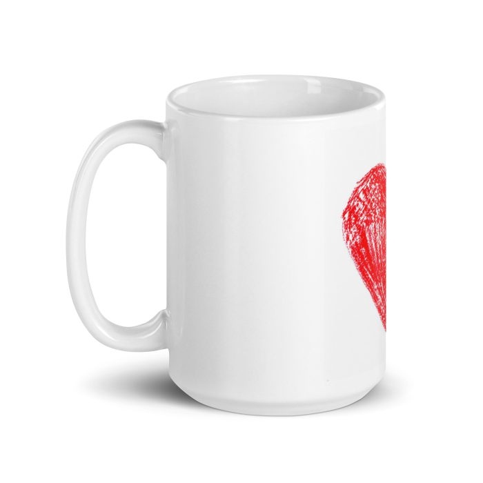 Red Heart White glossy mug - Image 5