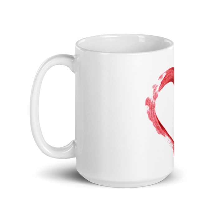 Red Heart Design White glossy mug - Image 6