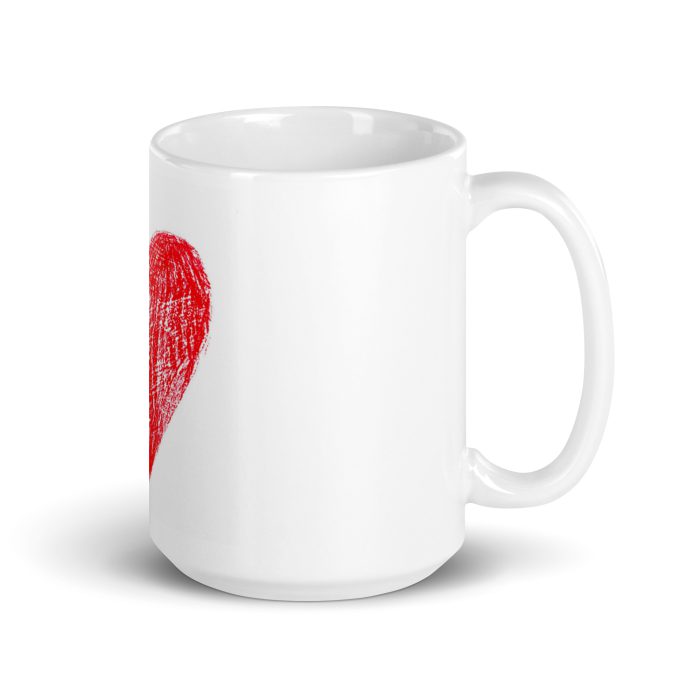 Red Heart White glossy mug - Image 4