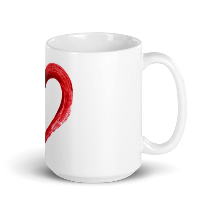 Red Heart Design White glossy mug - Image 5