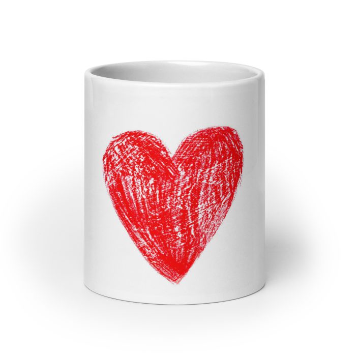 Red Heart White glossy mug - Image 9