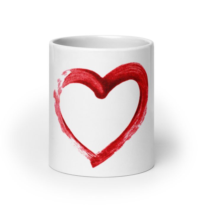 Red Heart Design White glossy mug - Image 9