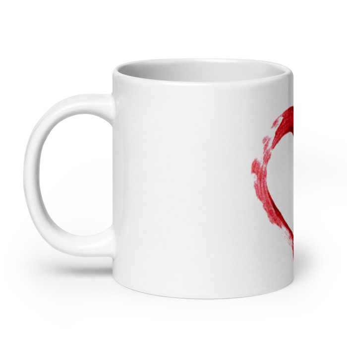 Red Heart Design White glossy mug - Image 8