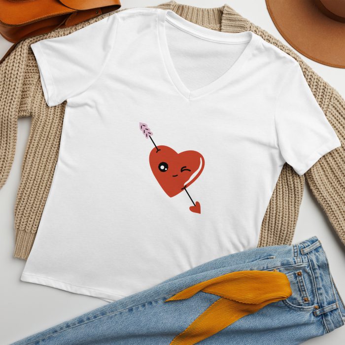 Heart Design Women’s relaxed v-neck t-shirt - Image 2