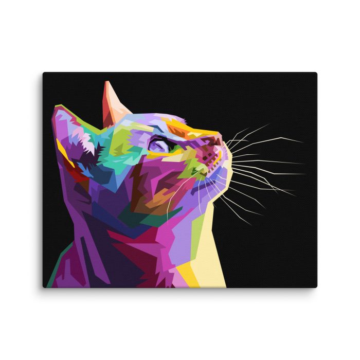 Colorful Cat on Black Canvas - Image 2