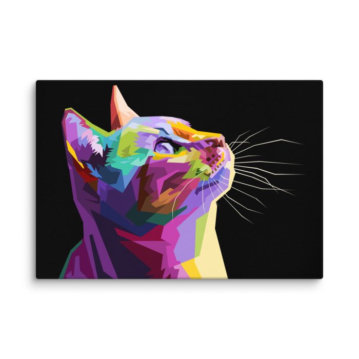 Colorful Cat on Black Canvas - Image 3