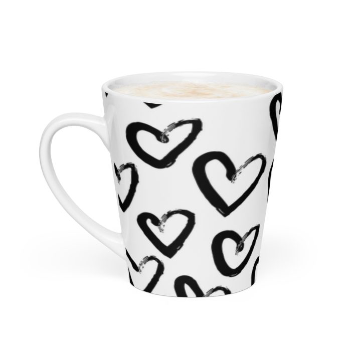 Black and White Herts Design Latte mug - Image 2